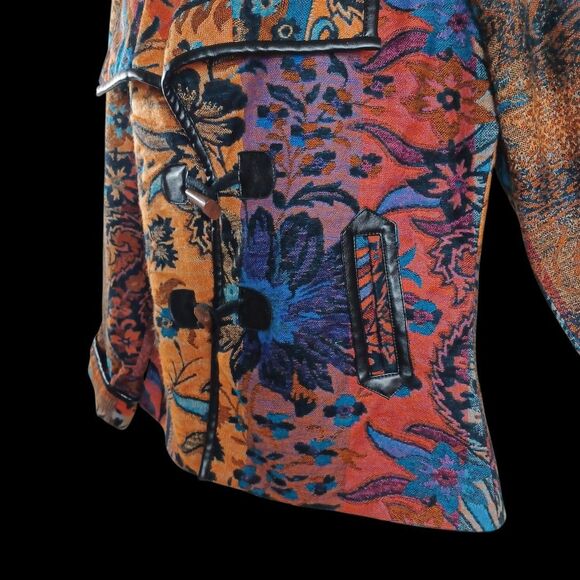 Parsley & Sage M Boho Southwestern Tapestry Wool Blend Toggle Jacket Artsy Coat - Picture 5 of 11